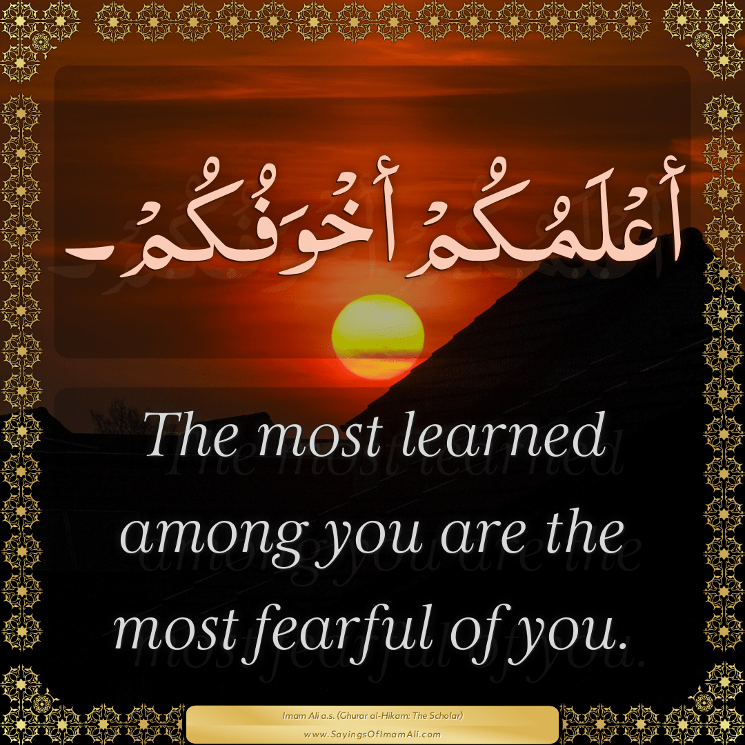 The most learned among you are the most fearful of you.